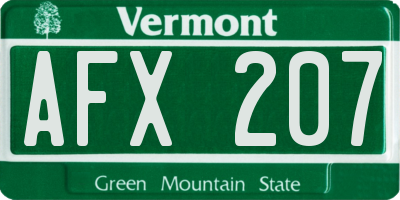 VT license plate AFX207