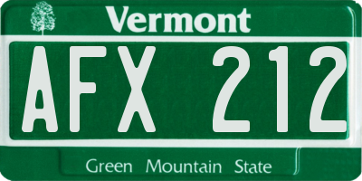 VT license plate AFX212
