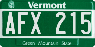 VT license plate AFX215