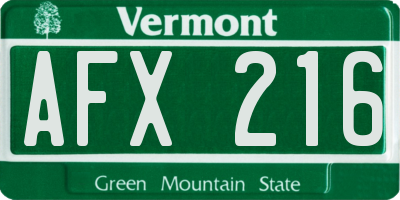 VT license plate AFX216