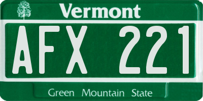 VT license plate AFX221