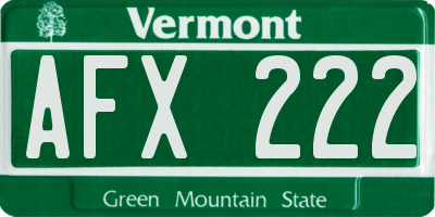 VT license plate AFX222