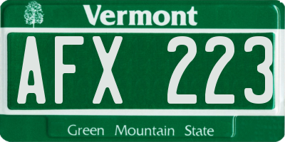 VT license plate AFX223