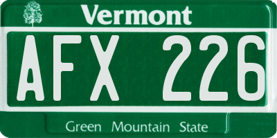 VT license plate AFX226