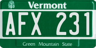 VT license plate AFX231