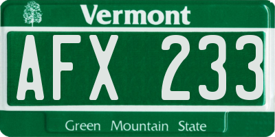 VT license plate AFX233