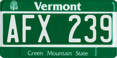 VT license plate AFX239