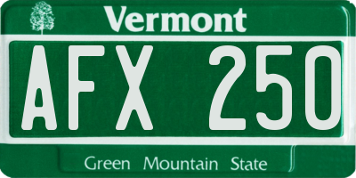 VT license plate AFX250