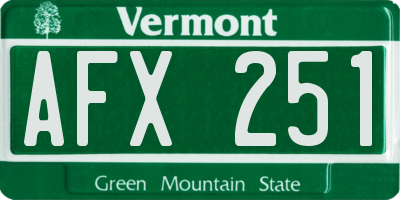 VT license plate AFX251