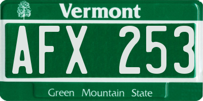 VT license plate AFX253