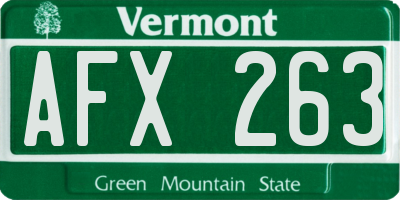 VT license plate AFX263