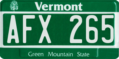 VT license plate AFX265
