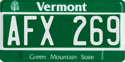 VT license plate AFX269