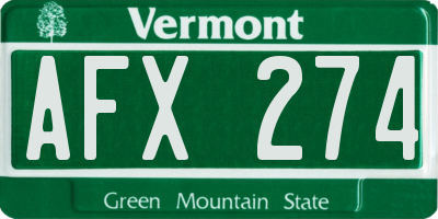 VT license plate AFX274