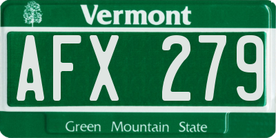 VT license plate AFX279