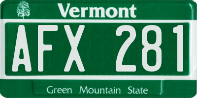 VT license plate AFX281