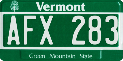 VT license plate AFX283