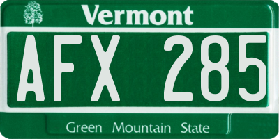 VT license plate AFX285