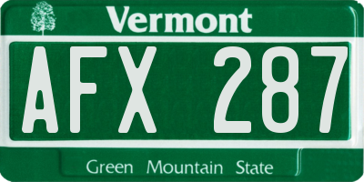 VT license plate AFX287