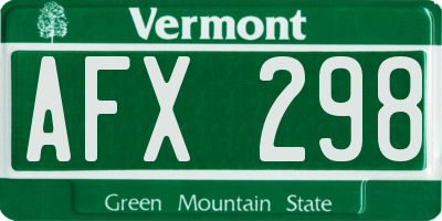 VT license plate AFX298