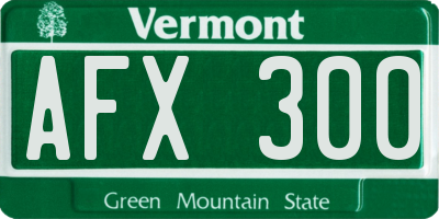 VT license plate AFX300