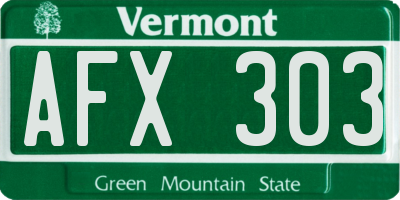 VT license plate AFX303