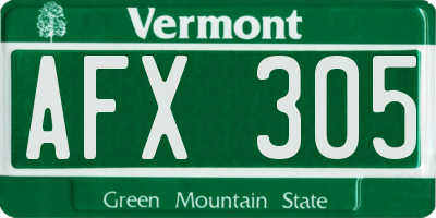 VT license plate AFX305