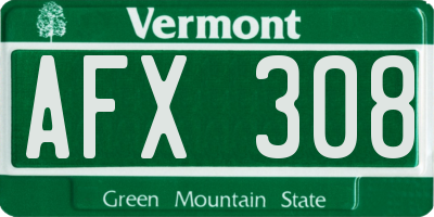 VT license plate AFX308