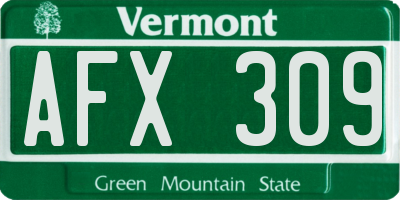 VT license plate AFX309