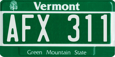 VT license plate AFX311