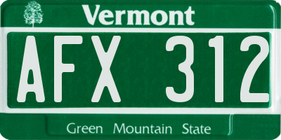 VT license plate AFX312