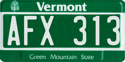 VT license plate AFX313