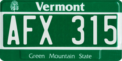 VT license plate AFX315