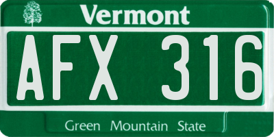 VT license plate AFX316
