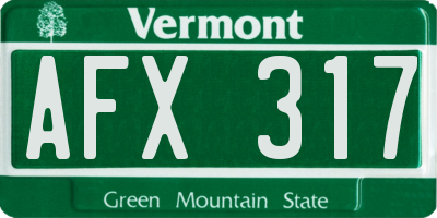 VT license plate AFX317