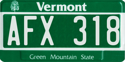 VT license plate AFX318