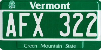 VT license plate AFX322