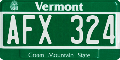 VT license plate AFX324