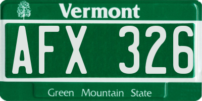VT license plate AFX326
