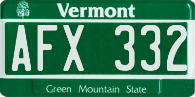 VT license plate AFX332