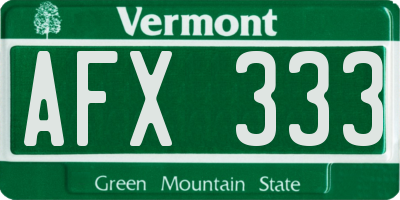 VT license plate AFX333