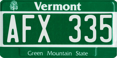 VT license plate AFX335