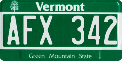 VT license plate AFX342