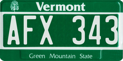 VT license plate AFX343