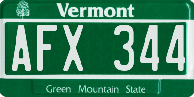 VT license plate AFX344