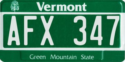 VT license plate AFX347