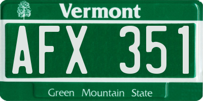 VT license plate AFX351