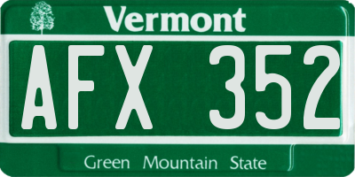 VT license plate AFX352