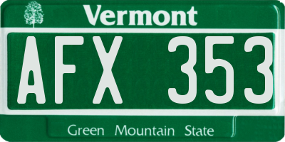 VT license plate AFX353