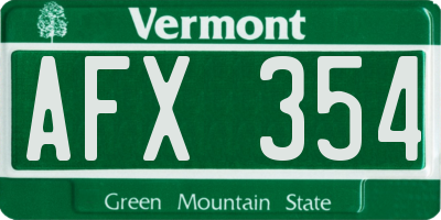 VT license plate AFX354